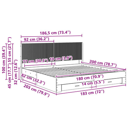Bed Frame with Storage and Headboard White Engineered Wood