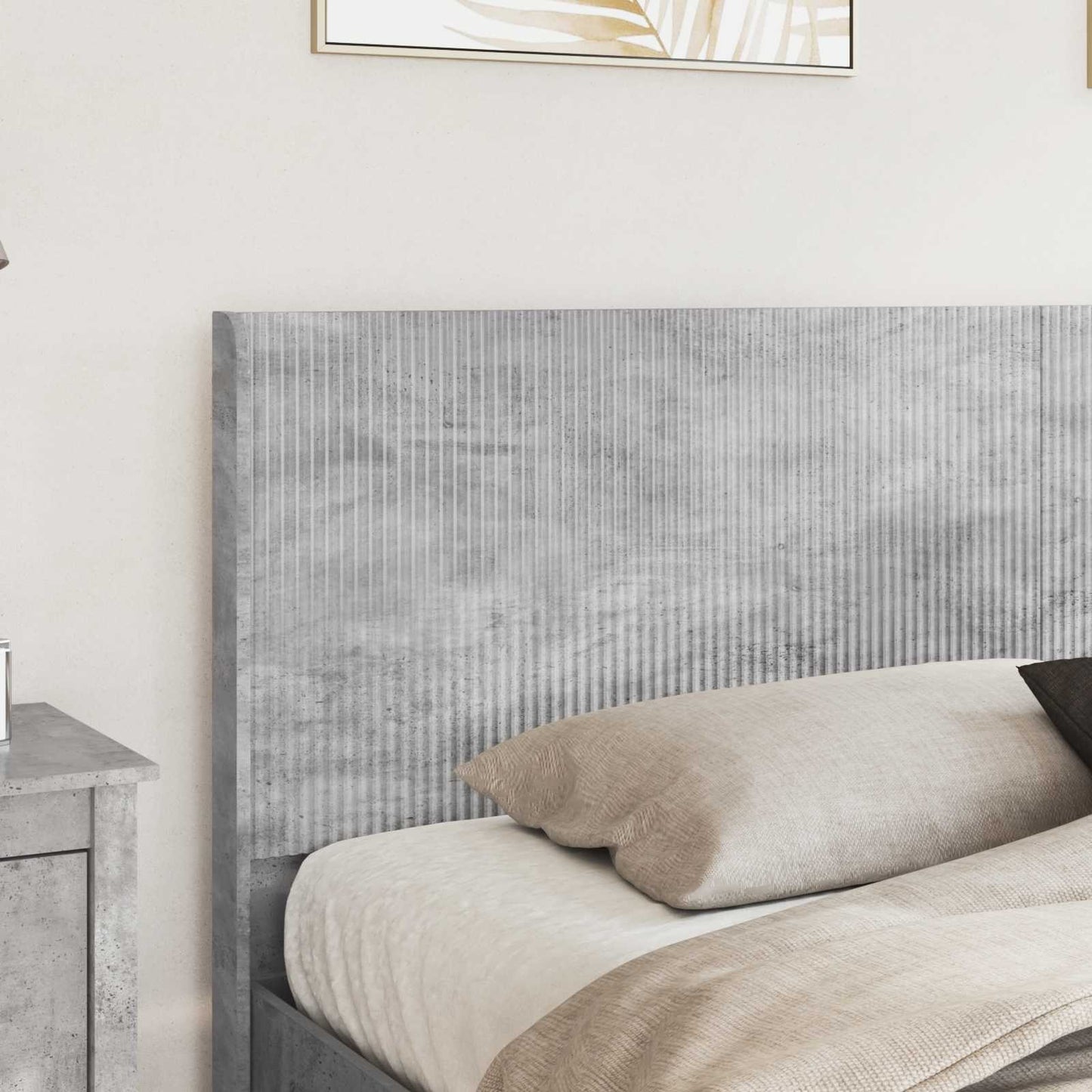 Bed Frame with Storage and Headboard Concrete Grey