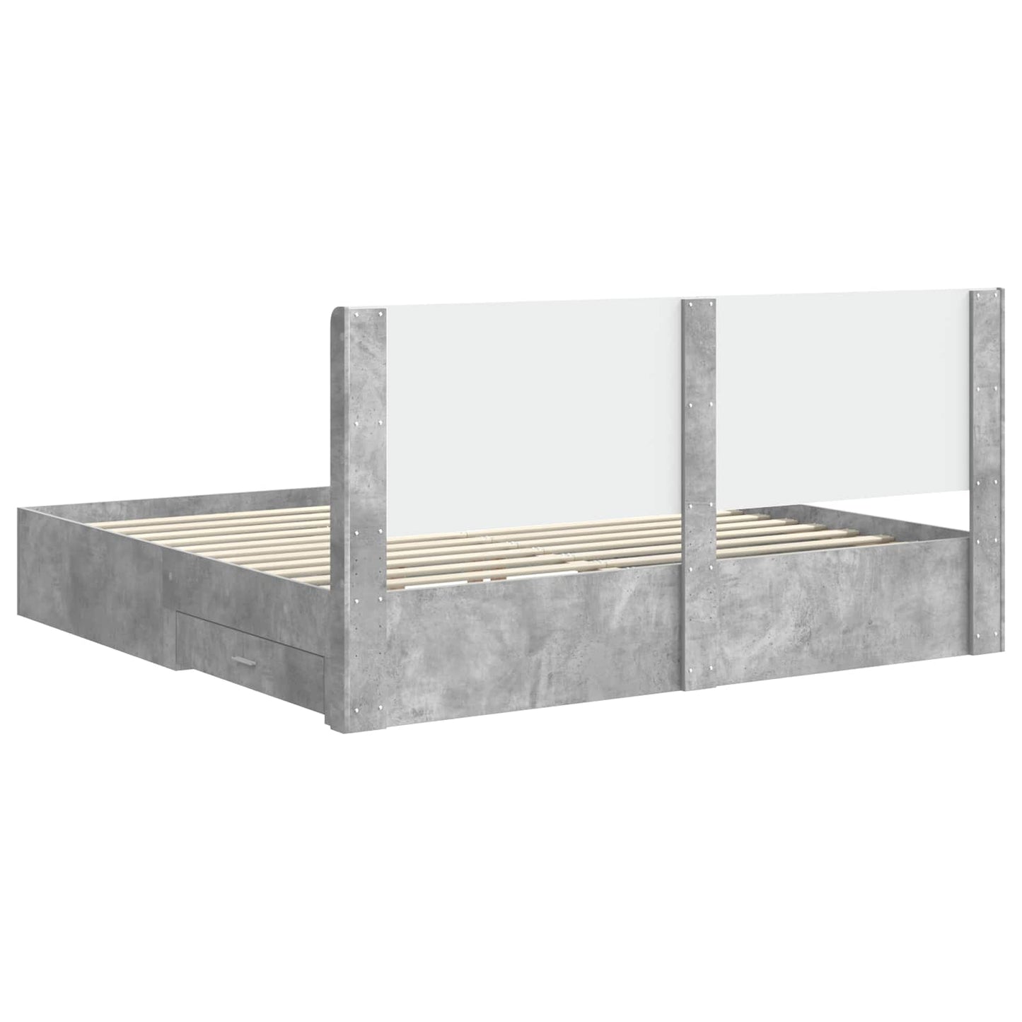 Bed Frame with Storage and Headboard Concrete Grey