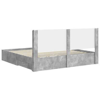 Bed Frame with Storage and Headboard Concrete Grey