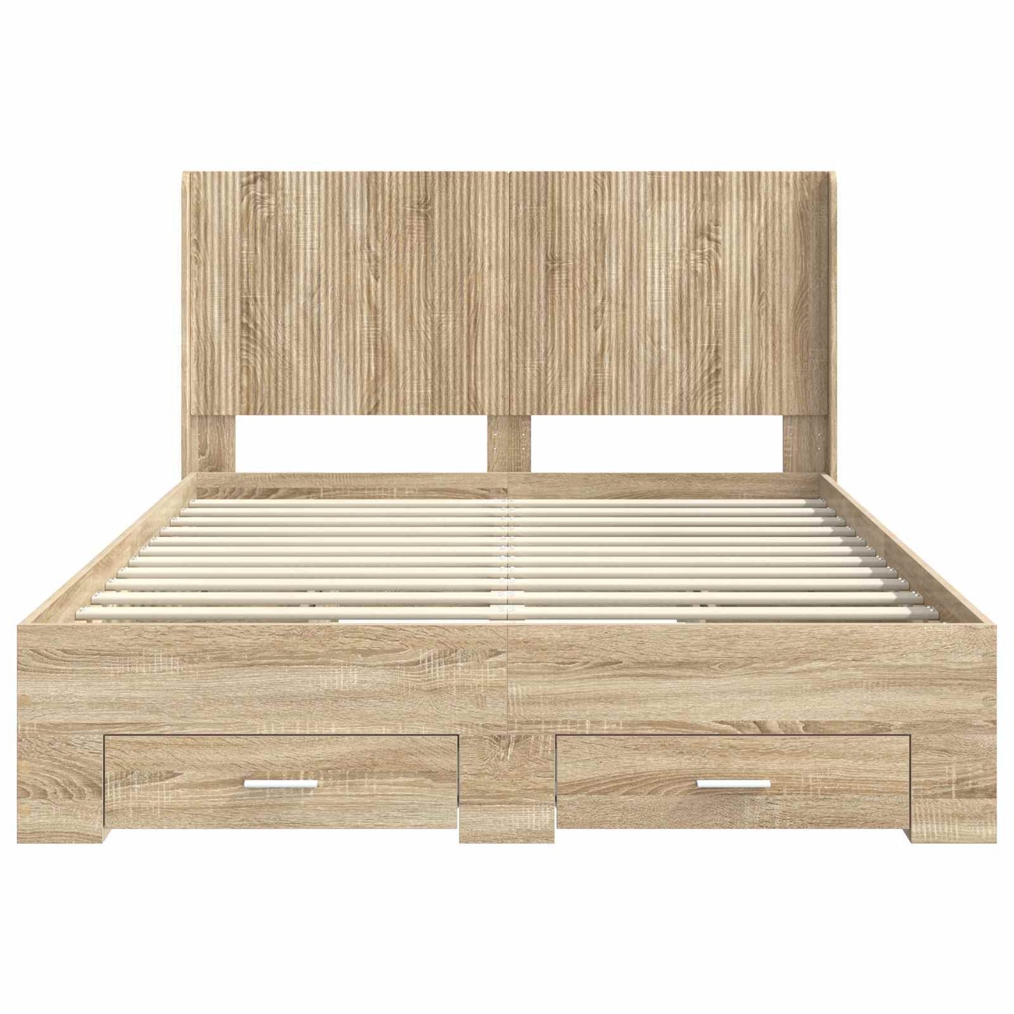 Bed Frame with Storage and Headboard Sonoma Oak Engineered Wood