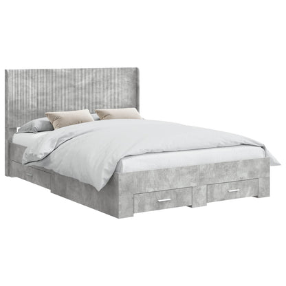 Bed Frame with Storage and Headboard Concrete Grey 140 x 200 cm