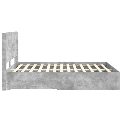 Bed Frame with Storage and Headboard Concrete Grey 140 x 200 cm