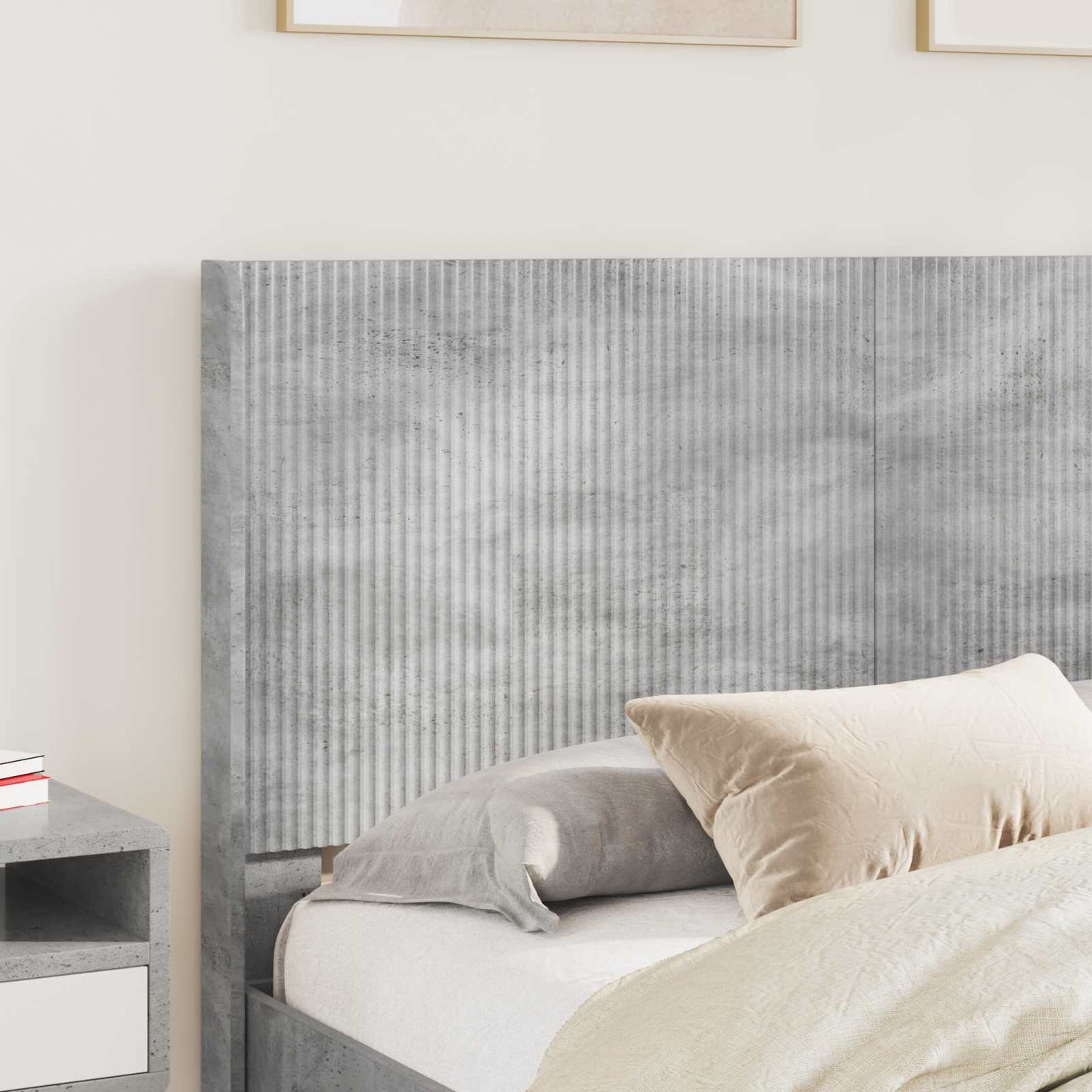 Bed Frame with Storage and Headboard Concrete Grey 140 x 190 cm