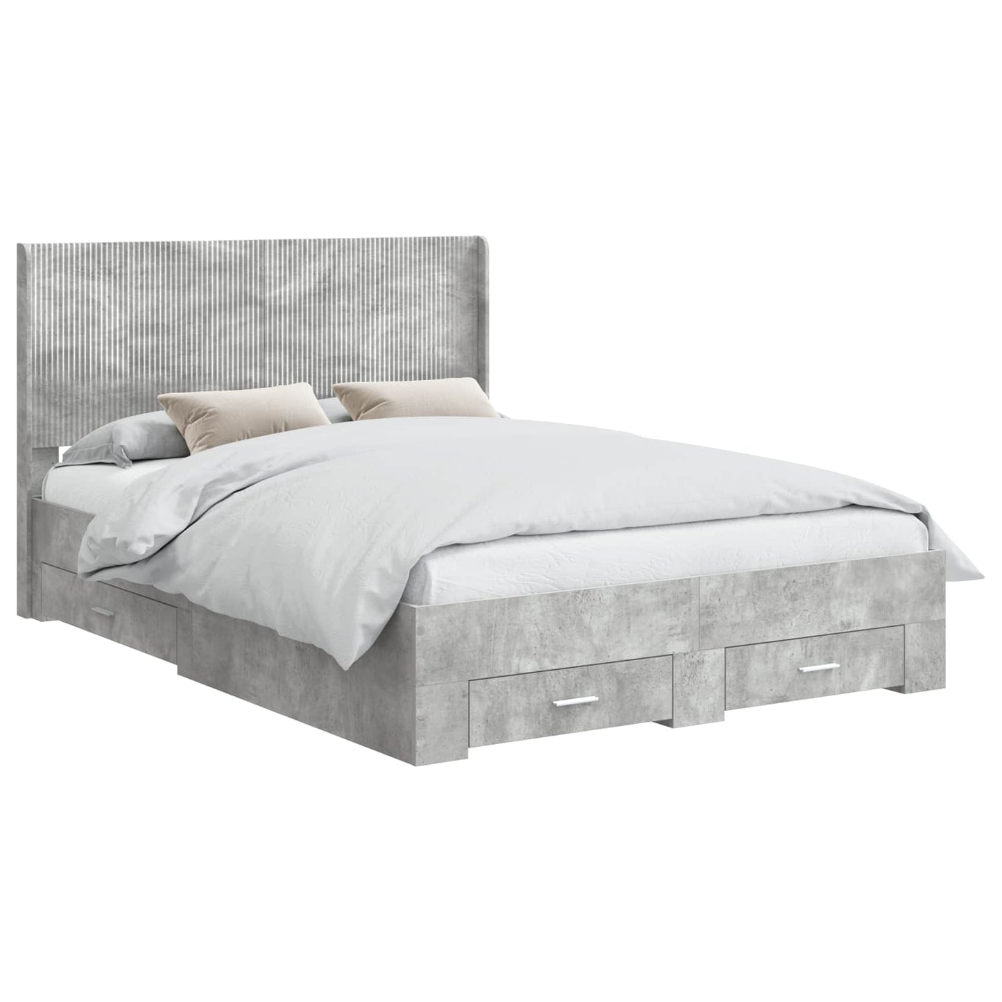 Bed Frame with Storage and Headboard Concrete Grey 140 x 190 cm