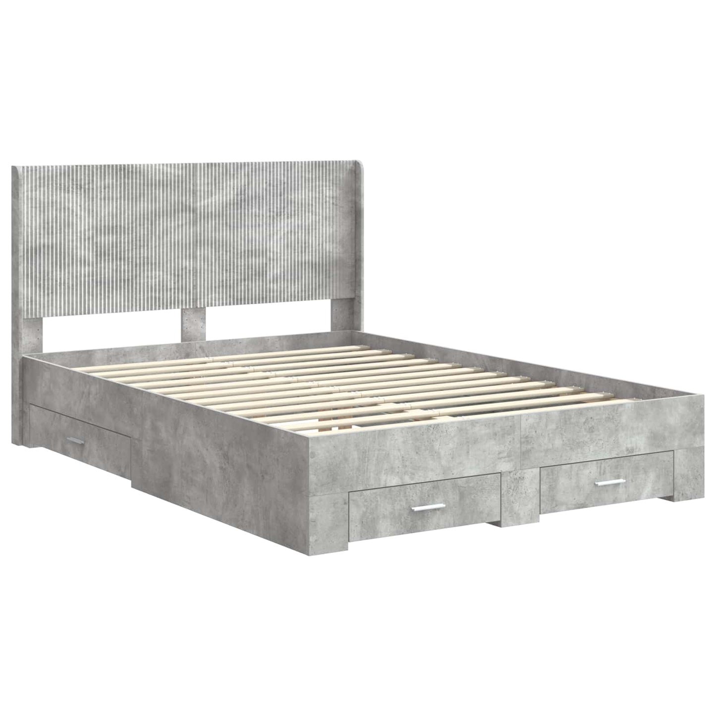 Bed Frame with Storage and Headboard Concrete Grey 140 x 190 cm