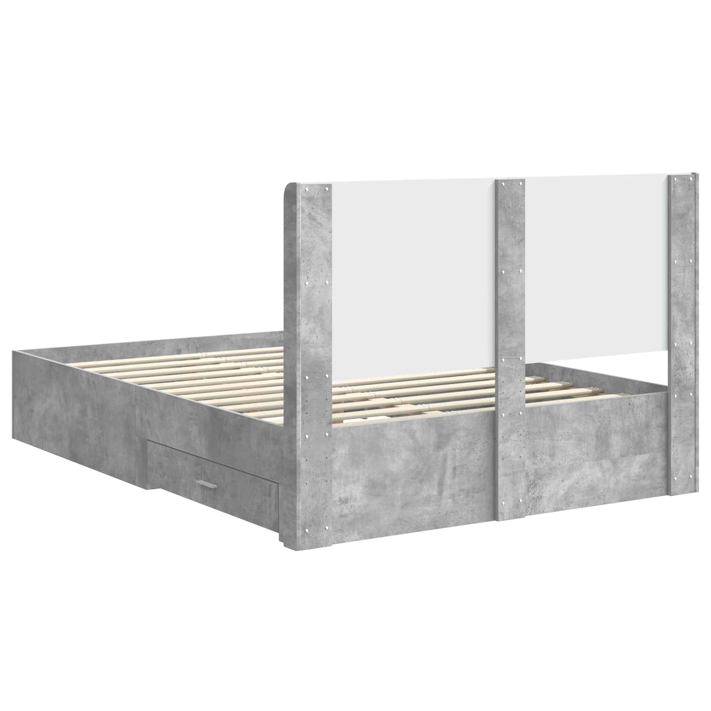 Bed Frame with Storage and Headboard Concrete Grey 140 x 190 cm