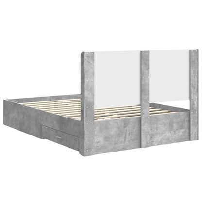 Bed Frame with Storage and Headboard Concrete Grey 140 x 190 cm