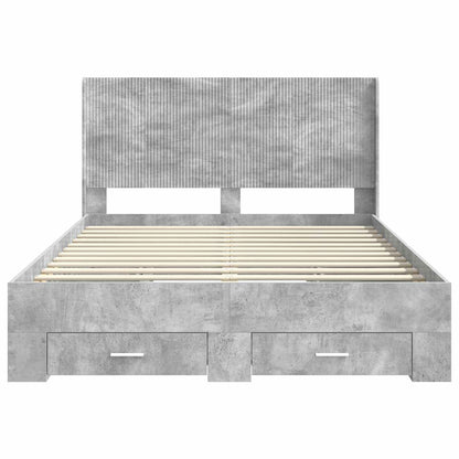 Bed Frame with Storage and Headboard Concrete Grey 140 x 190 cm