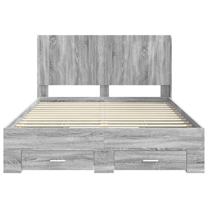 Bed Frame with Storage and Headboard Grey Sonoma