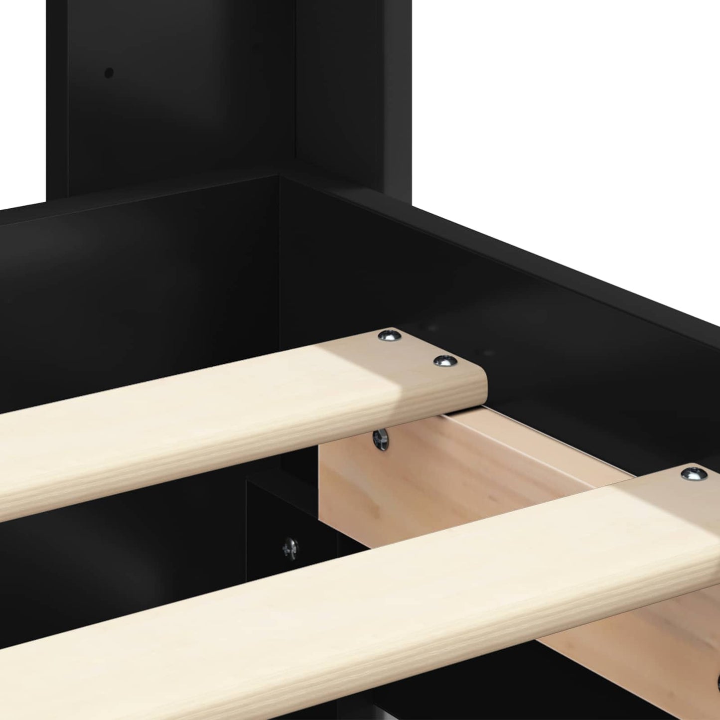 Bed Frame with Storage and Headboard Black 135 x 190 cm