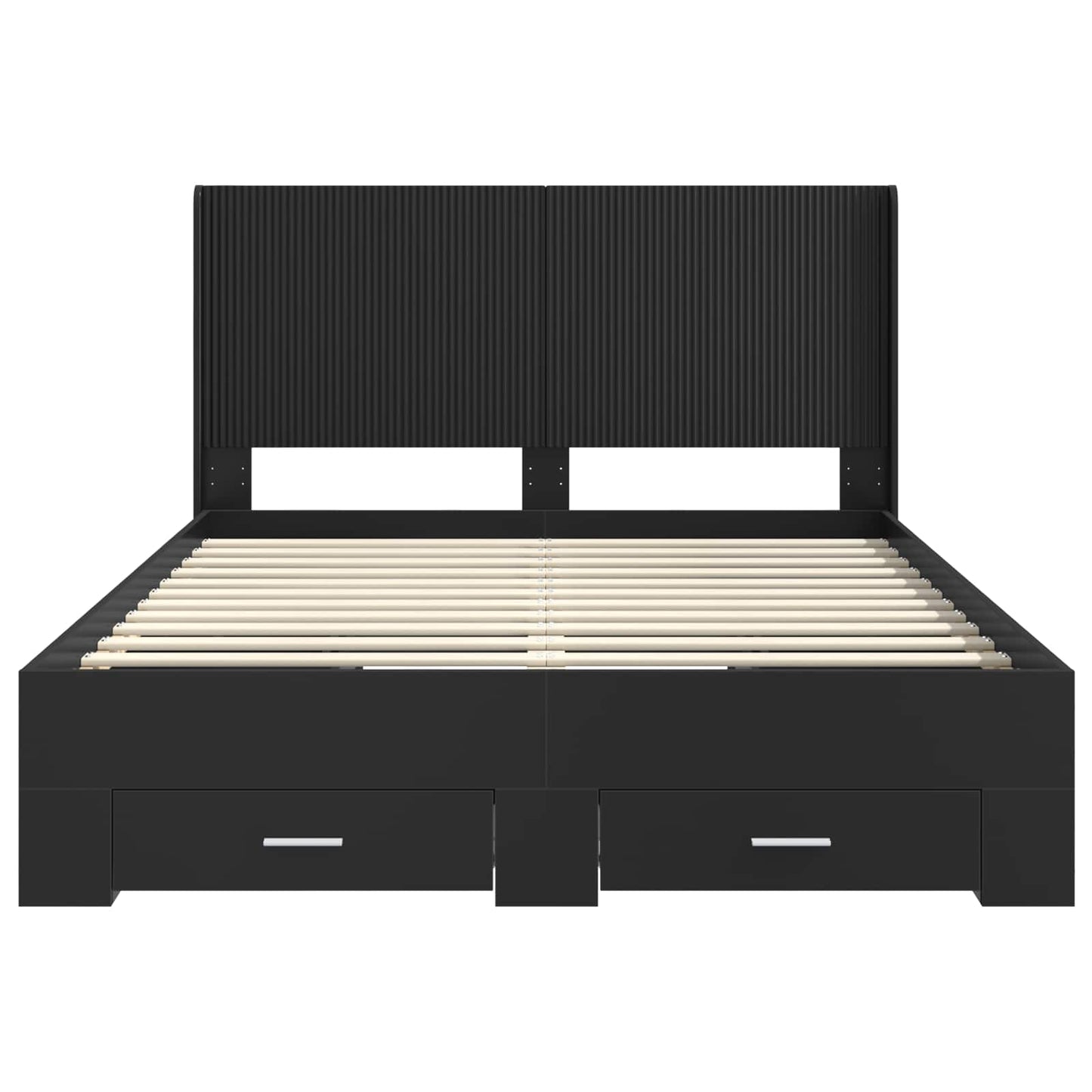 Bed Frame with Storage and Headboard Black 135 x 190 cm