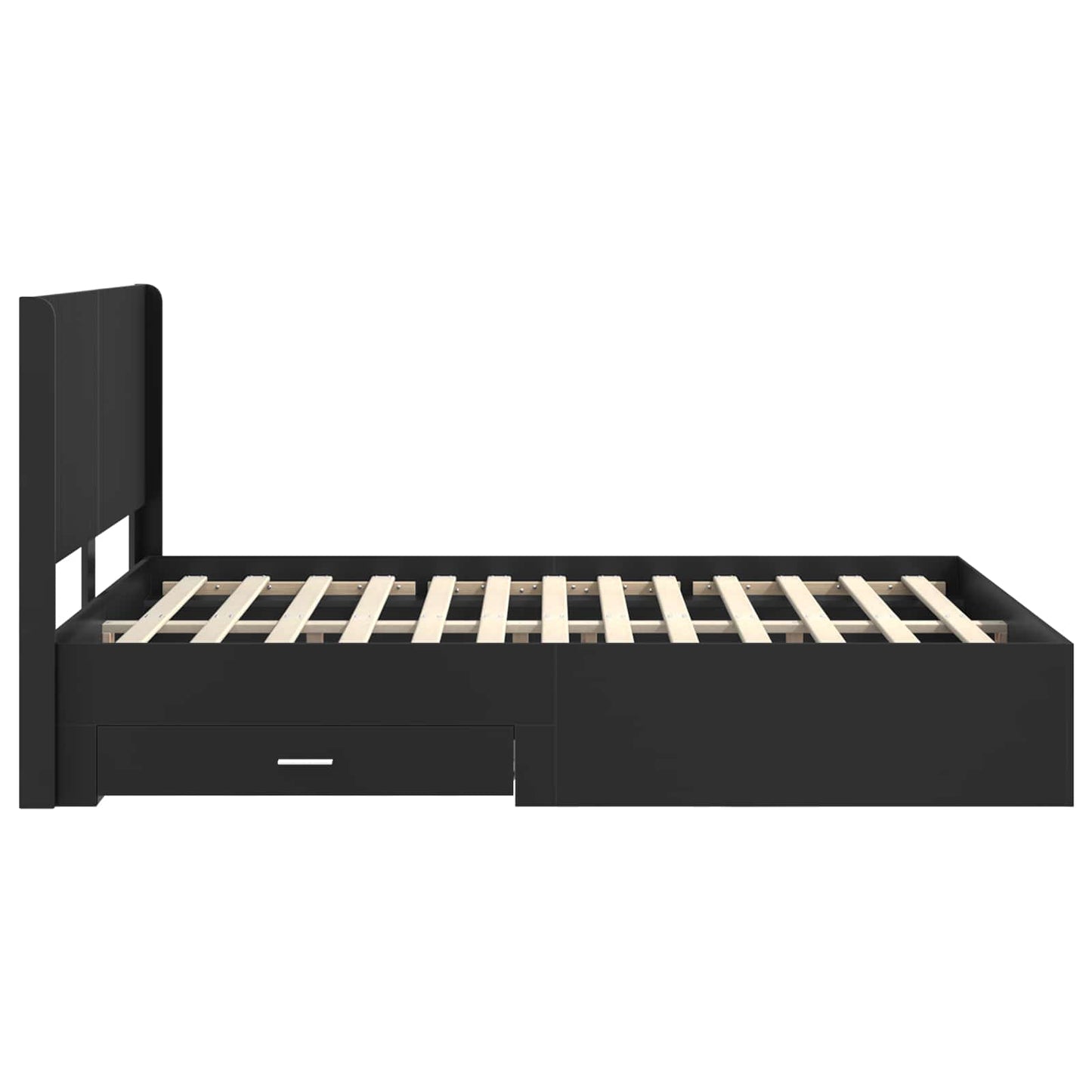 Bed Frame with Storage and Headboard Black 135 x 190 cm