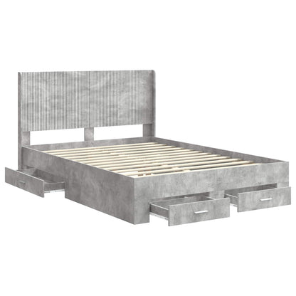 Bed Frame with Storage and Headboard Concrete Grey