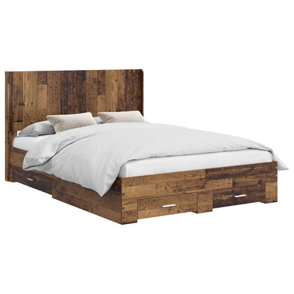 Bed Frame with Storage and Headboard Old wood Engineered Wood