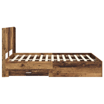 Bed Frame with Storage and Headboard Old wood Engineered Wood