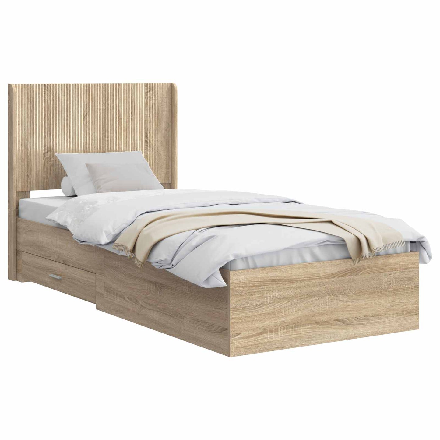 Bed Frame with Storage and Headboard Sonoma Oak 100 x 200 cm