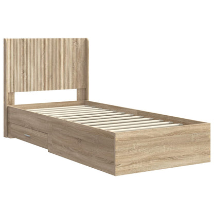 Bed Frame with Storage and Headboard Sonoma Oak 100 x 200 cm