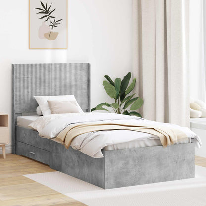 Bed Frame with Storage and Headboard Concrete Grey 100 x 200 cm