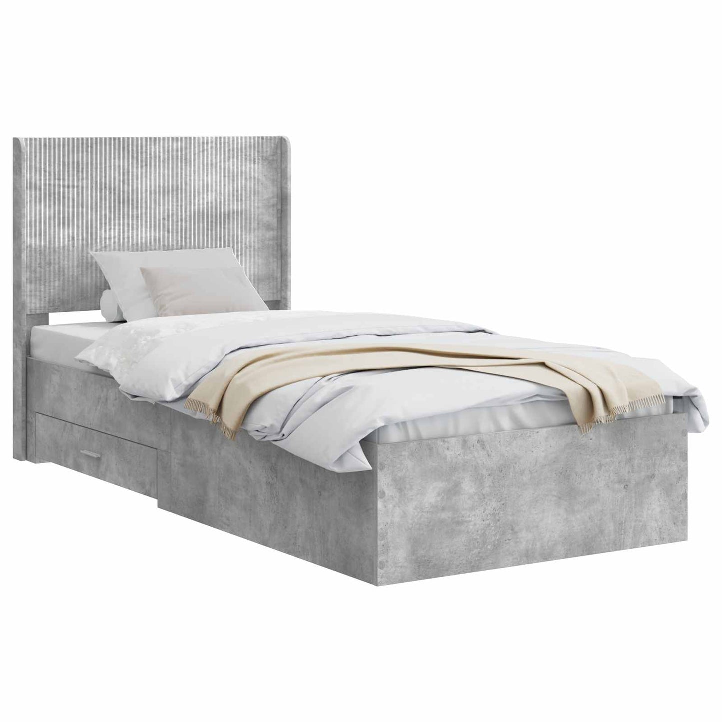 Bed Frame with Storage and Headboard Concrete Grey 100 x 200 cm