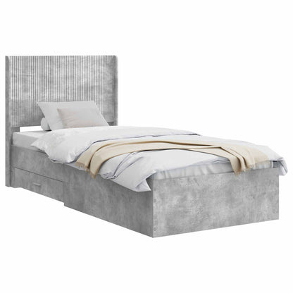 Bed Frame with Storage and Headboard Concrete Grey 100 x 200 cm