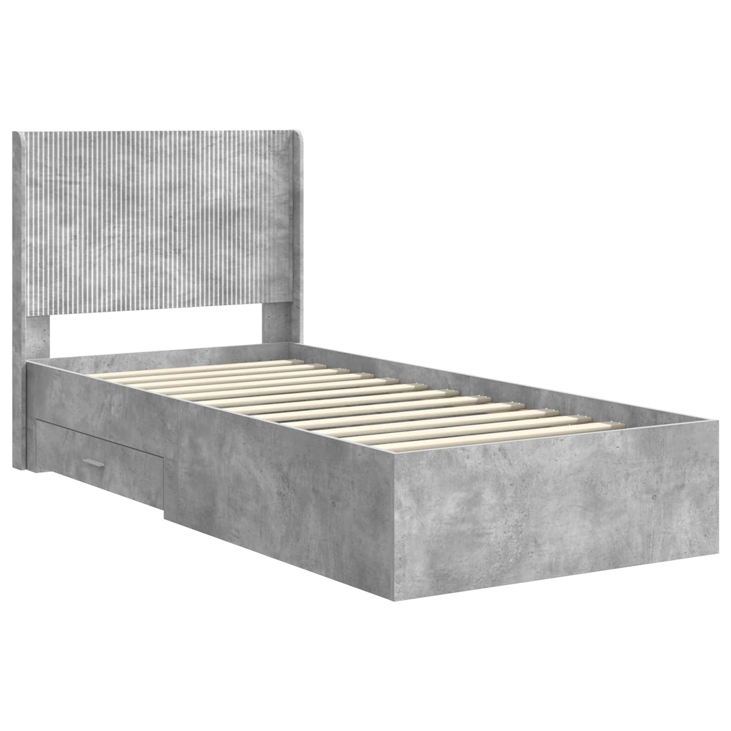 Bed Frame with Storage and Headboard Concrete Grey 100 x 200 cm