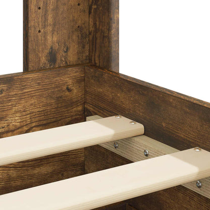 Bed Frame with Storage and Headboard Smoked Oak 100 x 200 cm