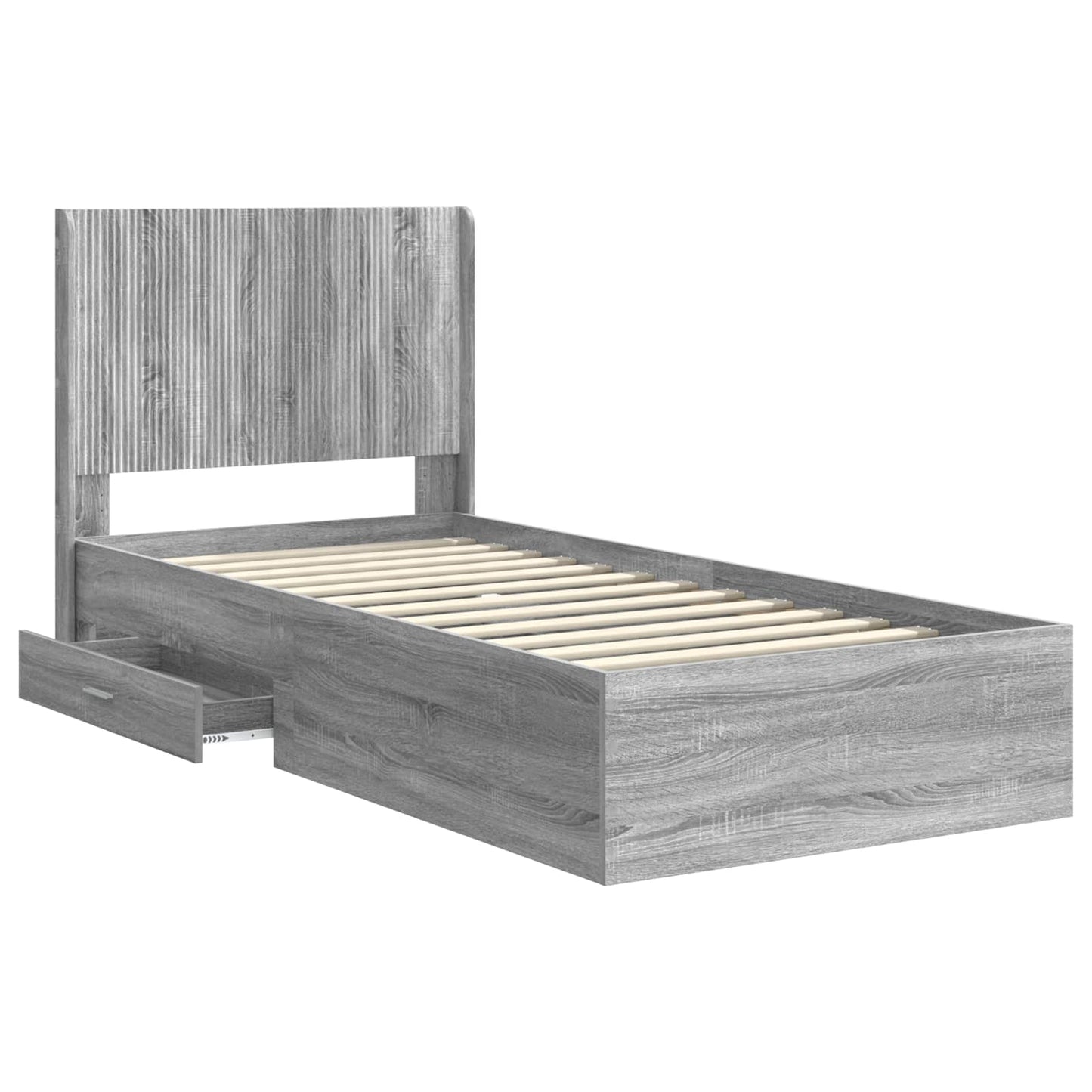 Bed Frame with Storage and Headboard Grey Sonoma 100 x 200 cm