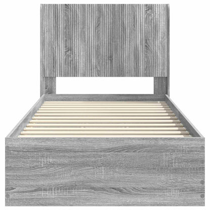 Bed Frame with Storage and Headboard Grey Sonoma 100 x 200 cm
