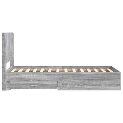Bed Frame with Storage and Headboard Grey Sonoma 100 x 200 cm