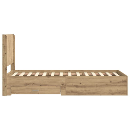 Bed Frame with Storage and Headboard Artisan Oak 100 x 200 cm