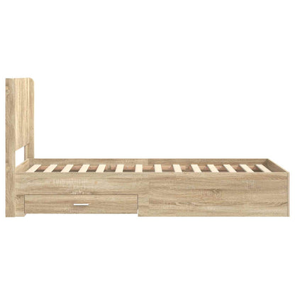 Bed Frame with Storage and Headboard Sonoma Oak Engineered Wood