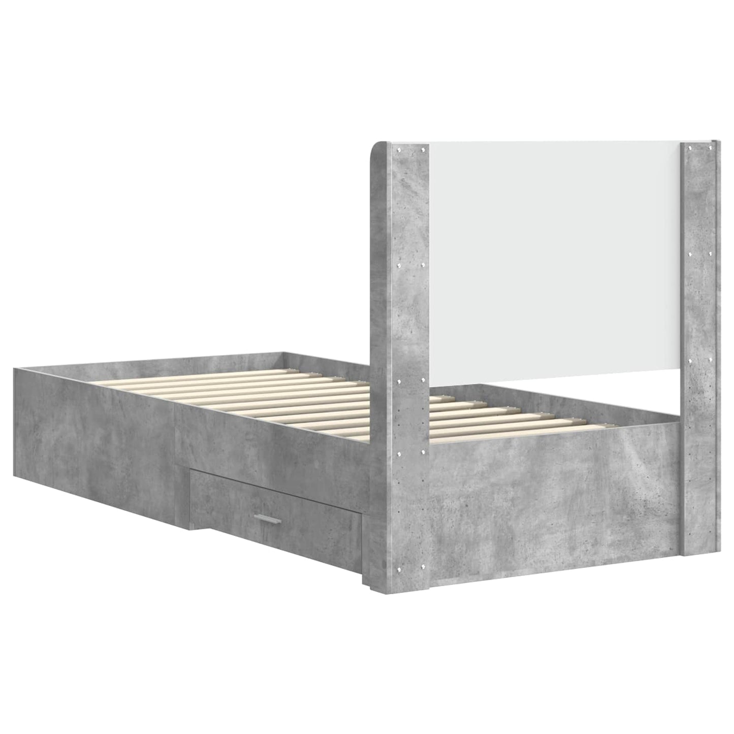 Bed Frame with Storage and Headboard Concrete Grey 90 x 200 cm