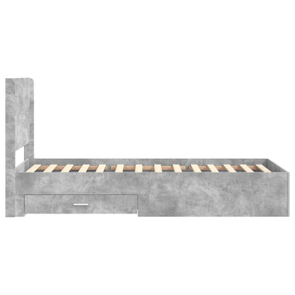 Bed Frame with Storage and Headboard Concrete Grey 90 x 200 cm
