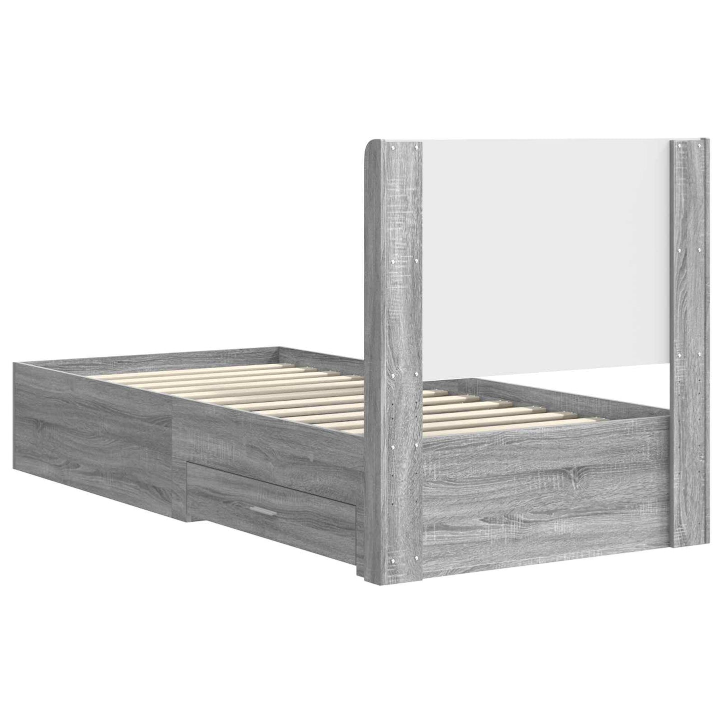 Bed Frame with Storage and Headboard Grey Sonoma