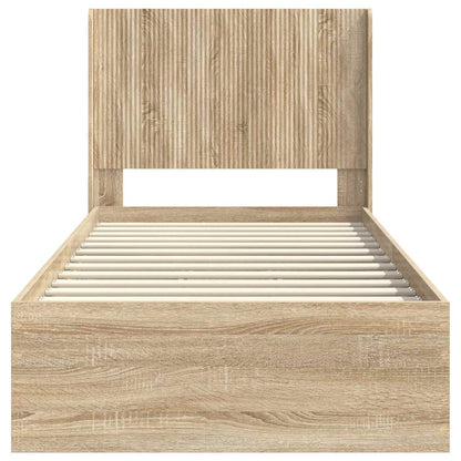 Bed Frame with Storage and Headboard Sonoma Oak Engineered Wood