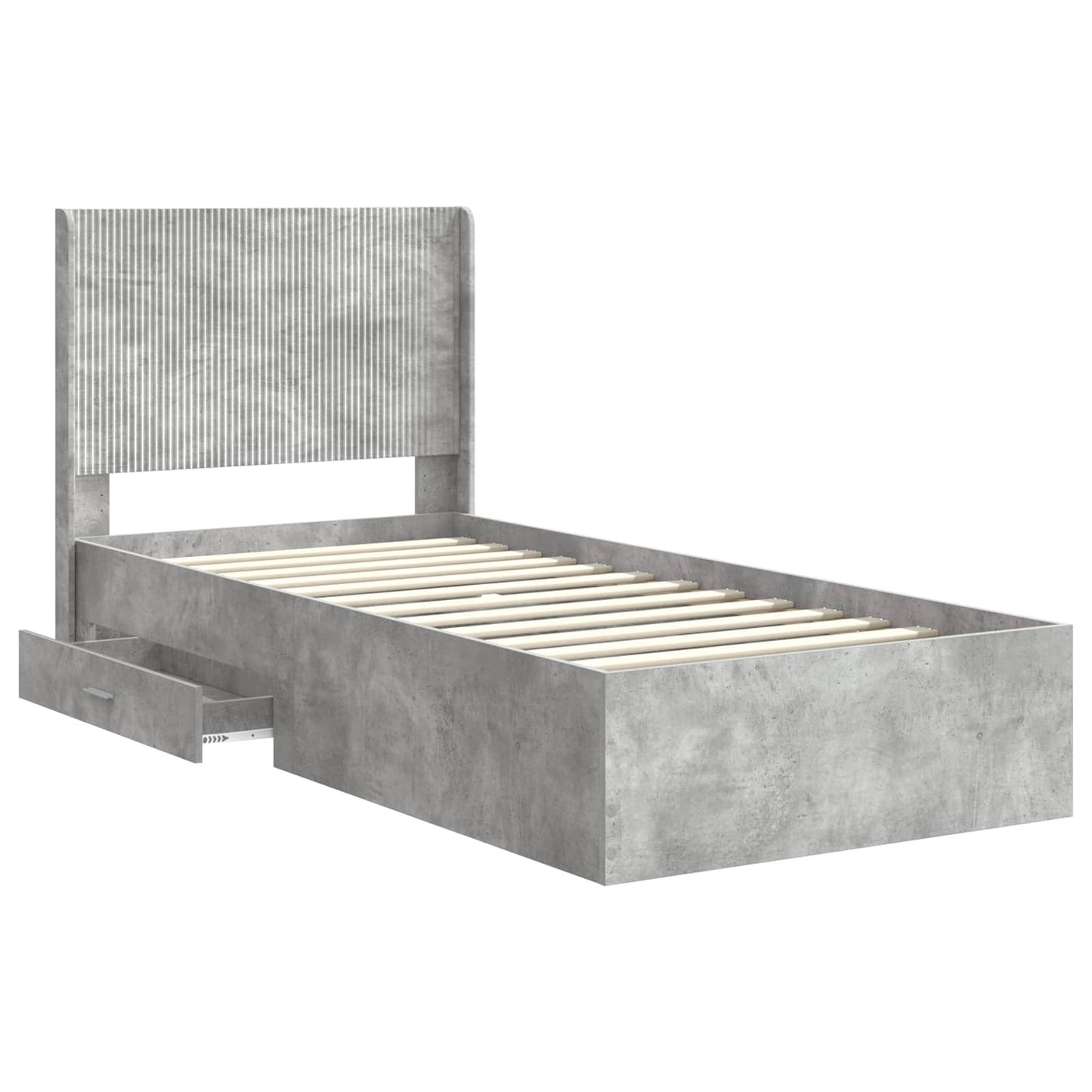 Bed Frame with Storage and Headboard Concrete Grey 90 x 190 cm