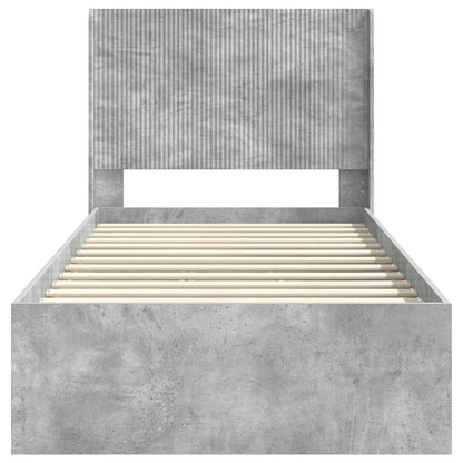 Bed Frame with Storage and Headboard Concrete Grey 90 x 190 cm