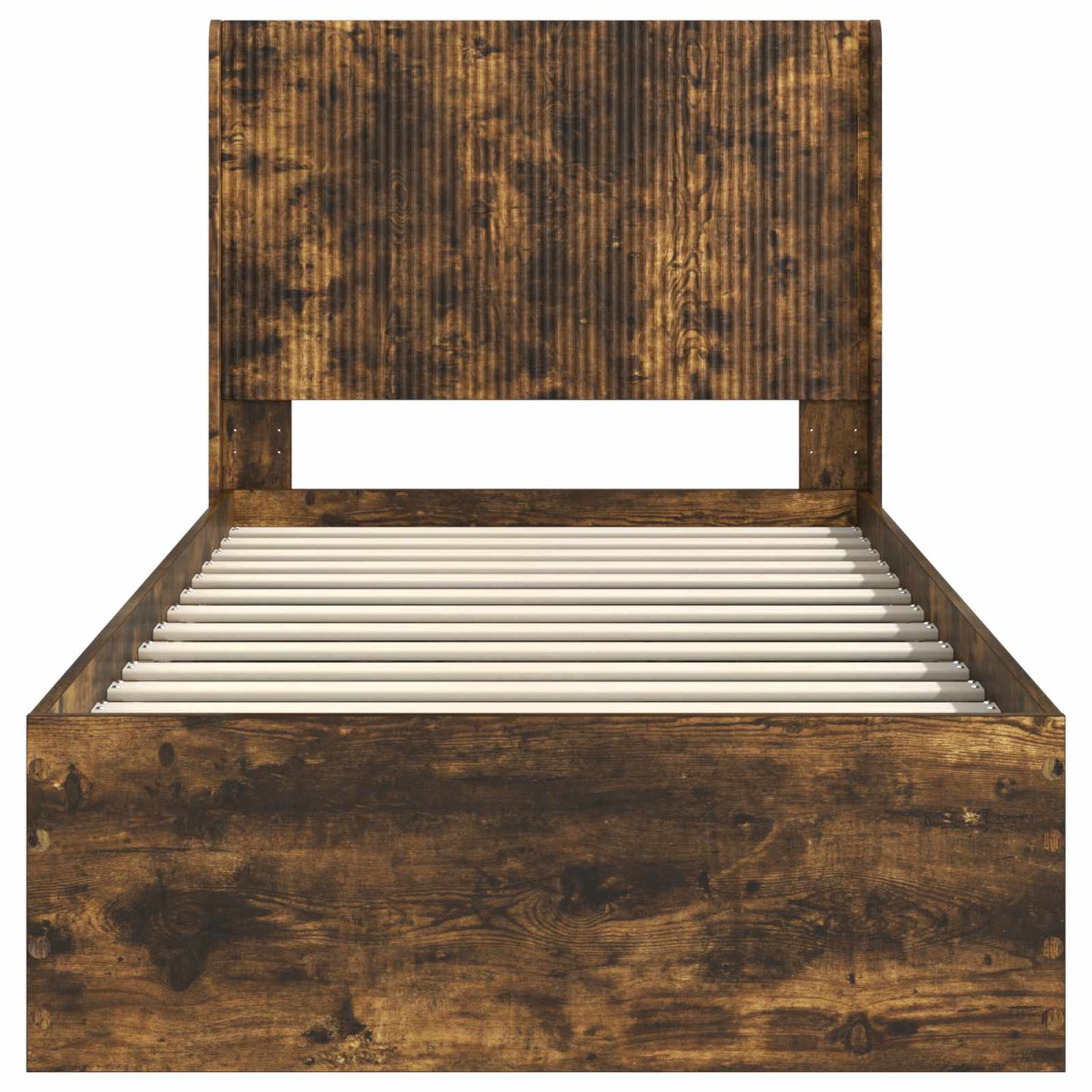 Bed Frame with Storage and Headboard Smoked Oak 90 x 190 cm