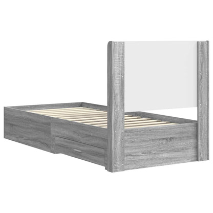 Bed Frame with Storage and Headboard Grey Sonoma