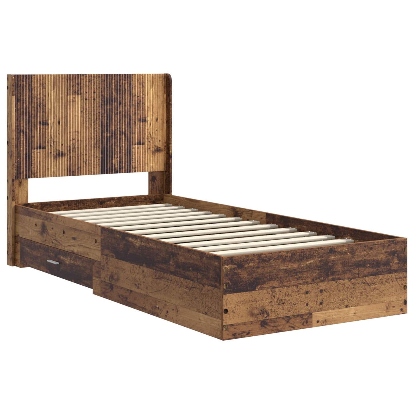 Bed Frame with Storage and Headboard Old Wood 90 x 190 cm
