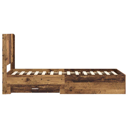 Bed Frame with Storage and Headboard Old Wood 90 x 190 cm