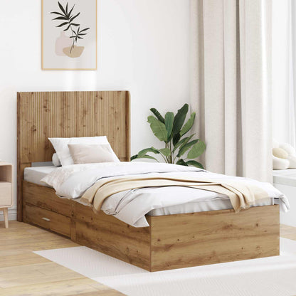 Bed Frame with Storage and Headboard Artisan Oak