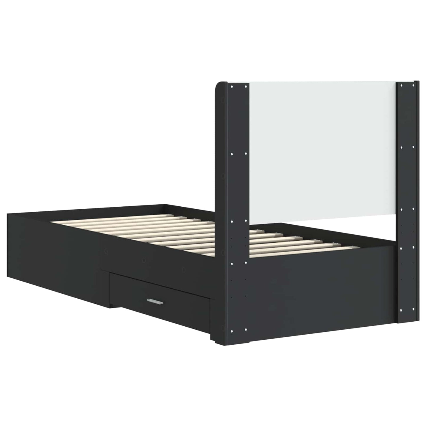 Bed Frame with Storage and Headboard Black 75 x 190 cm