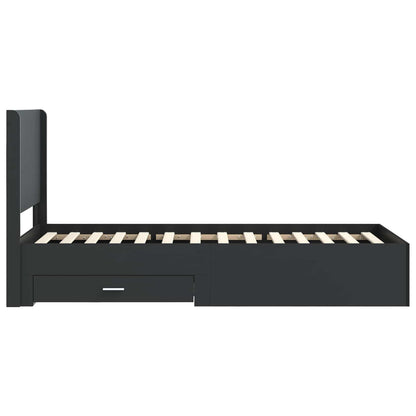 Bed Frame with Storage and Headboard Black 75 x 190 cm