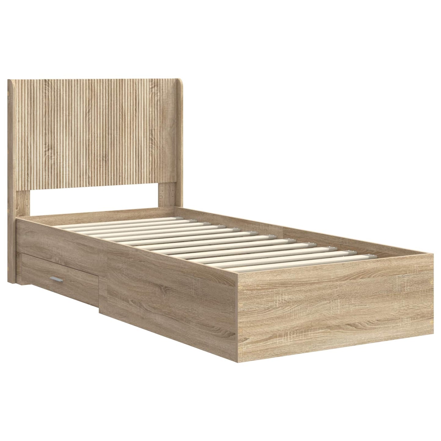 Bed Frame with Storage and Headboard Sonoma Oak 75 x 190 cm