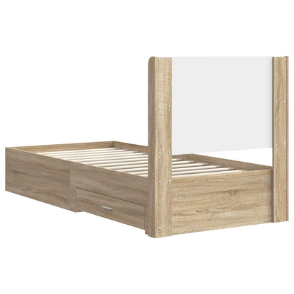 Bed Frame with Storage and Headboard Sonoma Oak 75 x 190 cm