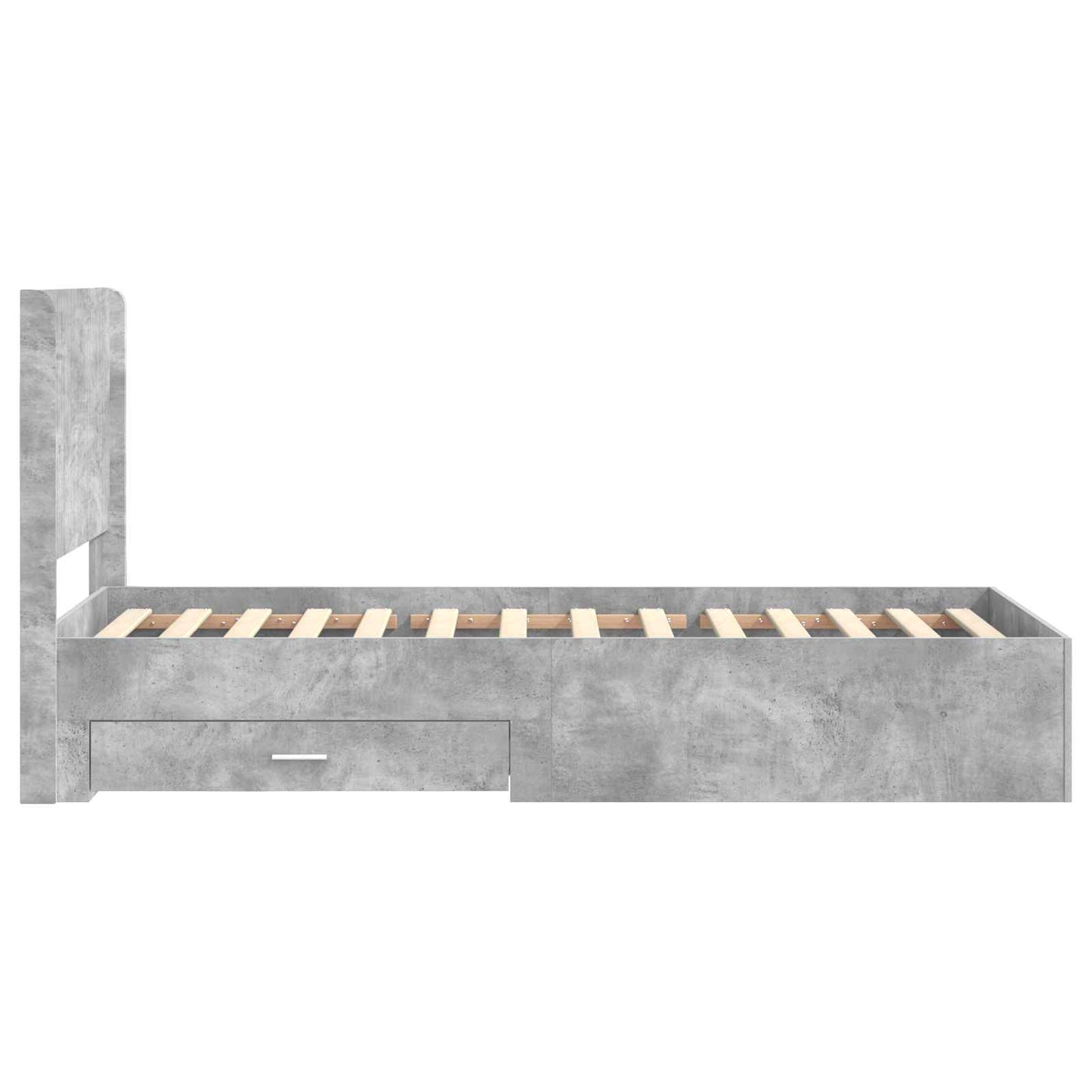 Bed Frame with Storage and Headboard Concrete Grey 75 x 190 cm