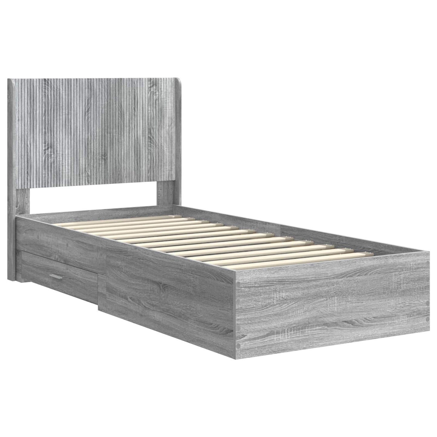 Bed Frame with Storage and Headboard Grey Sonoma 75 x 190 cm