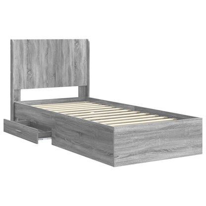 Bed Frame with Storage and Headboard Grey Sonoma 75 x 190 cm